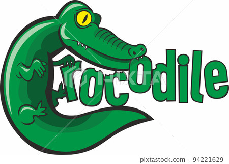 a word 'crocodile' with crocodile cartoon figure vector illustration a word 'crocodile' with crocodile cartoon figure vector illustration 94221629
