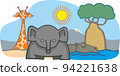 simple cartoon art of african animals 94221638