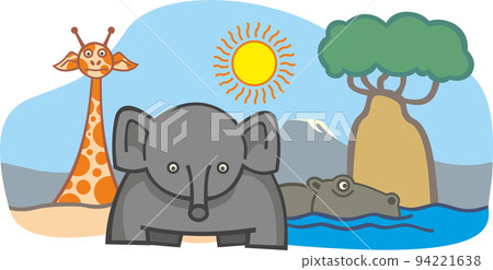 simple cartoon art of african animals 94221638