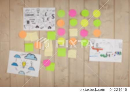 Defocused image of adhesive notes 94221646