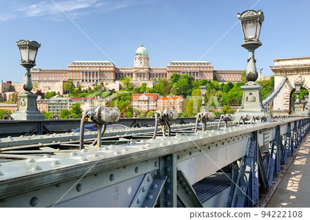Buda castle from Chain bridge in Budapest, Hungary 94222108