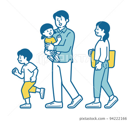 父母和孩子們快樂地走著 父母和孩子們快樂地走著 94222166