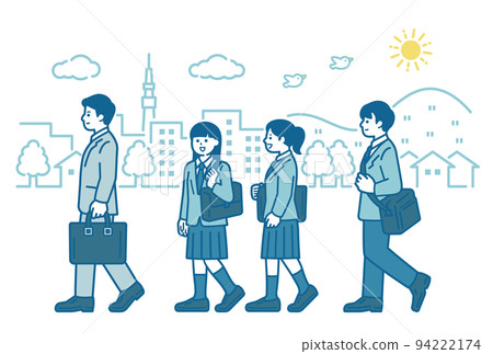 Illustration of a person commuting to work or school Illustration of a person commuting to work or school 94222174