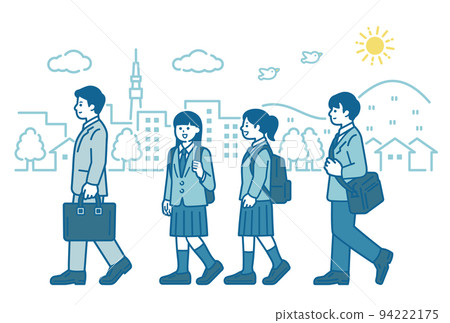 Illustration of a person commuting to work or school 94222175