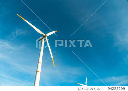 Green energy on wind turbines and wind turbines. Alternative energy sources and renewable energy sources. Power generation and generators of power plants.Wind farm and wind,environmental conservation 94222209