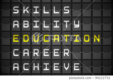 Education buzzwords on black mechanical board Education buzzwords on black mechanical board 94222732