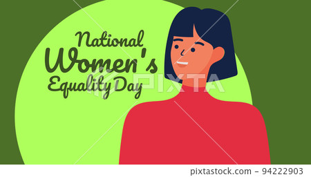 Image of woman smiling over national women's equality day text 94222903