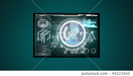 Image of scopes scanning and medical data processing over digital screen 94223043