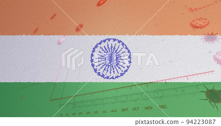Composition of covid 19 cells and statistics over indian flag 94223087