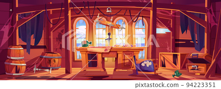Abandoned pirate captain ship cabin, broken room Abandoned pirate captain ship cabin, broken room 94223351