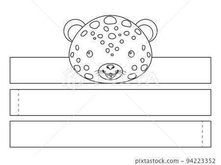 Printable leopar paper crown. Diy cut party ribbon template for birthday, christmas, baby shower. Fun accessory for entertainment. Print, color, cut and glue. Vector stock illustration. Printable leopar paper crown. Diy cut party ribbon template for birthday, christmas, baby shower. Fun accessory for entertainment. Print, color, cut and glue. Vector stock illustration. 94223352