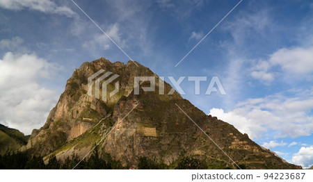 Pinkuylluna, Inca storehouses at Ollantaytambo archaeological site, Cuzco, Peru 94223687