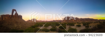 Abstract Rock formation at plateau Ennedi aka window arch in Chad Abstract Rock formation at plateau Ennedi aka window arch in Chad 94223689