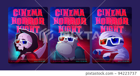 Night horror movies flyers with funny monsters 94223737
