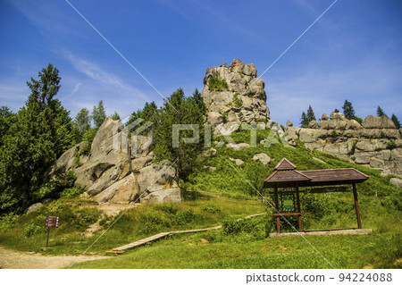 a rocks in Tustan fortress place, Skole Beskids National Nature Park, Lviv region, Ukraine a rocks in Tustan fortress place, Skole Beskids National Nature Park, Lviv region, Ukraine 94224088