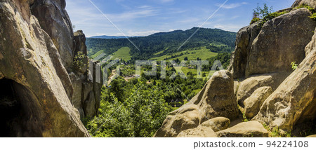 a rocks in Tustan fortress place, Skole Beskids National Nature Park, Lviv region, Ukraine 94224108