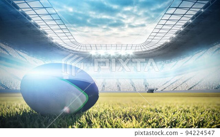 Rugby ball in stadium 94224547