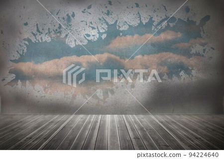 Splash on wall revealing bright sky 94224640