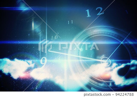 Blue glowing technology design with clock Blue glowing technology design with clock 94224788