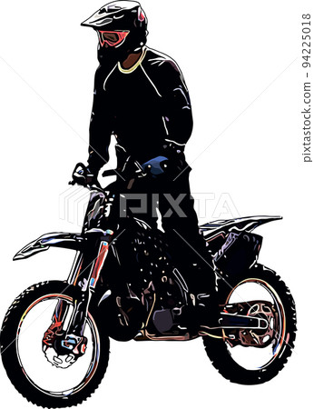 Athlete on a cross-country motorcycle before performing a stunt Athlete on a cross-country motorcycle before performing a stunt 94225018