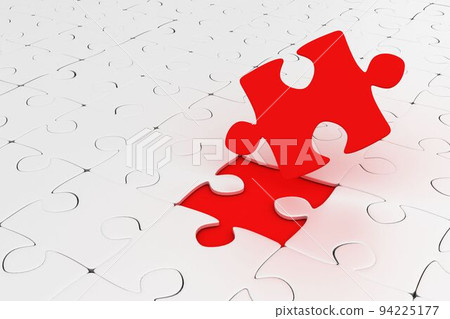 Red missing jigsaw piece Red missing jigsaw piece 94225177