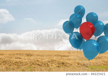 Balloons above a field Balloons above a field 94225421