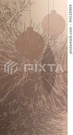 Elegant vector beige vertical background with fir branches and Christmas balls. Abstract background with a brown gradient texture. Elegant vector beige vertical background with fir branches and Christmas balls. Abstract background with a brown gradient texture. 94226904