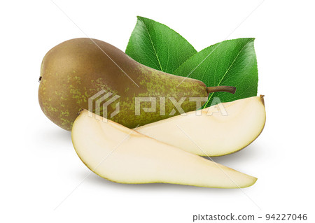 Green conference pear isolated on white background with full depth of field Green conference pear isolated on white background with full depth of field 94227046