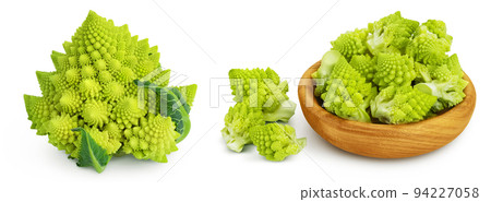 Romanesco broccoli cabbage or Roman Cauliflower isolated on white background with full depth of field 94227058