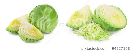 Green cabbage isolated on white background with full depth of field, 94227108
