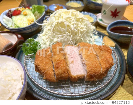 Pork cutlet set meal on a tray Pork cutlet set meal on a tray 94227113