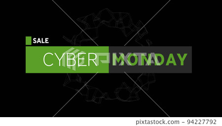 Image of cyber monday text over spinning Stock Illustration