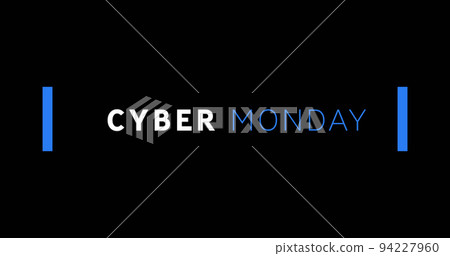 White and blue Cyber Monday text appearing White and blue Cyber Monday text appearing 94227960