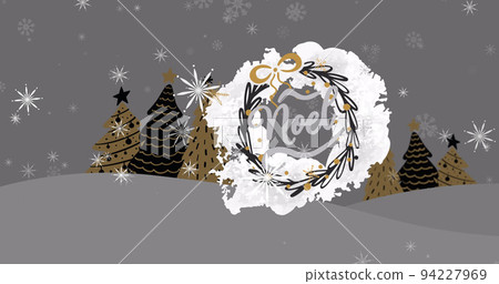 Image of noel text over christmas trees Image of noel text over christmas trees 94227969