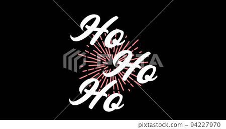 Image of ho ho ho text on black background at christmas Image of ho ho ho text on black background at christmas 94227970