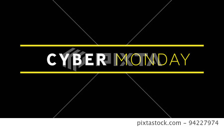 White and yellow Cyber Monday text appearing against a black screen White and yellow Cyber Monday text appearing against a black screen 94227974