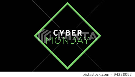 White and green Cyber Monday text appearing against a black screen White and green Cyber Monday text appearing against a black screen 94228092