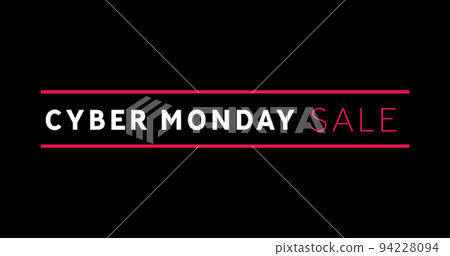 White and red Cyber Monday sale text appearing 94228094
