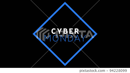 White and blue Cyber Monday text appearing White and blue Cyber Monday text appearing 94228099
