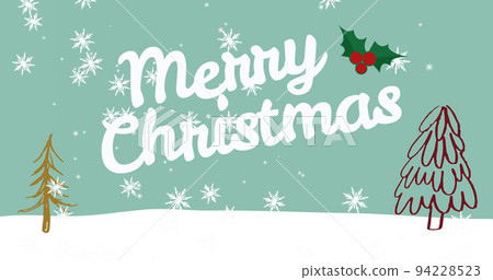 Image of merry christmas text over snow falling Image of merry christmas text over snow falling 94228523