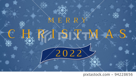 Image of merry christmas text on blue background 94228656