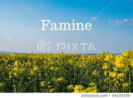 Text FAMINE against defocused agriculture field message. Global hunger, food crisis, inflation, high prices, increasing living expenses and poverty, financial crisis concept illustrating food shortage Text FAMINE against defocused agriculture field message. Global hunger, food crisis, inflation, high prices, increasing living expenses and poverty, financial crisis concept illustrating food shortage 94230389