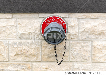 Auto. Spkr. Fire Dept. Connection, automatic sprinkler fire department connection, fire hydrant in the wall of a building, fire safety of city streets Auto. Spkr. Fire Dept. Connection, automatic sprinkler fire department connection, fire hydrant in the wall of a building, fire safety of city streets 94231413
