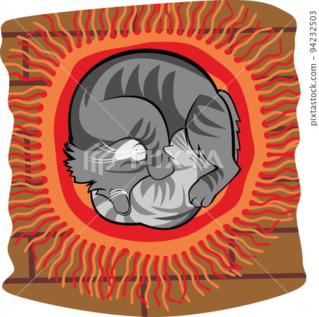 small kitten sleeping with mother cat vector illustration small kitten sleeping with mother cat vector illustration 94232503
