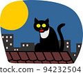 black cat on the night roof under the full moon vector illustration 94232504