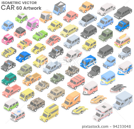 Isometric vector flat style of cars various model total 60 artworks 94233048