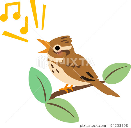 一隻雲雀在樹枝上唱歌 94233598