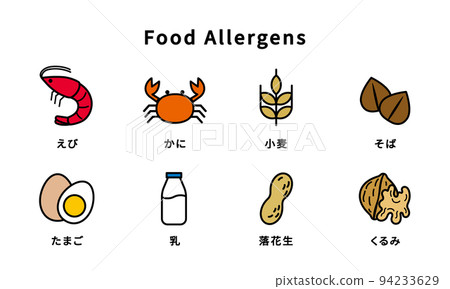 Food allergen display icon set 94233629