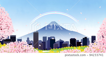 Cherry-blossom viewing big city background material Cherry-blossom viewing big city background material 94233741
