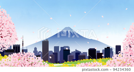 櫻花觀賞大城市背景素材 櫻花觀賞大城市背景素材 94234360